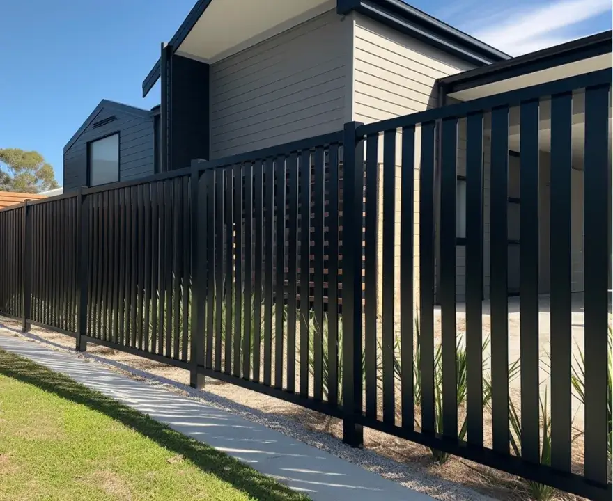 Black vertical aluminium fence in Rockhampton